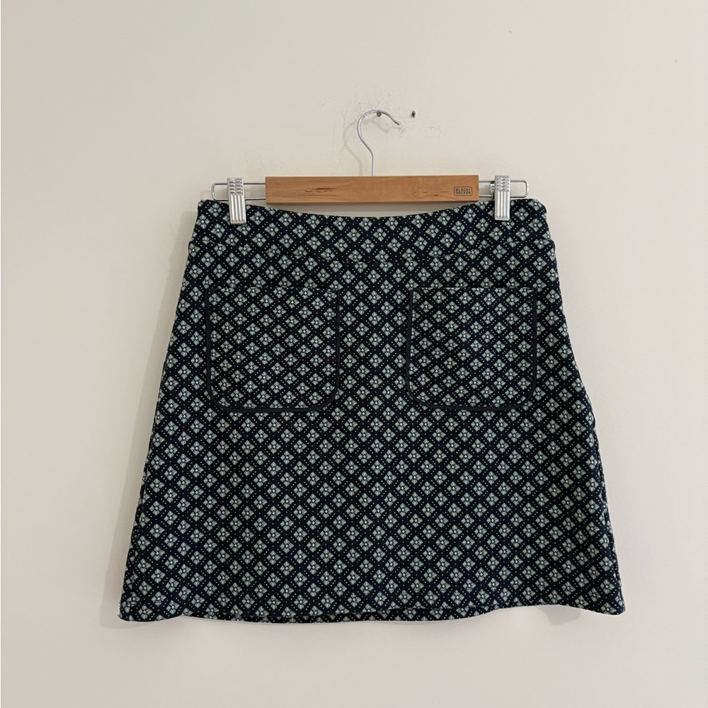 LOFT Navy and White Patterned Mini Skirt